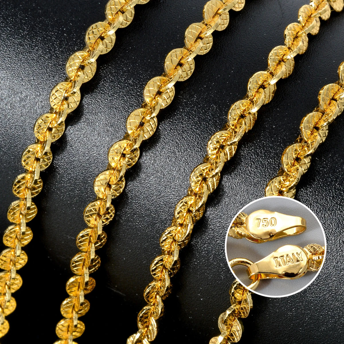 ZEA Dear Width 4mm Italian 750 Luxury Men 18k Gold Plated Dubai Link necklace Women Simple jewelry birthday gift