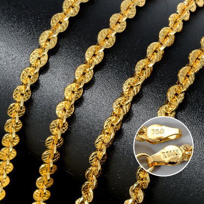 ZEA Dear Width 4mm Italian 750 Luxury Men 18k Gold Plated Dubai Link necklace Women Simple jewelry birthday gift