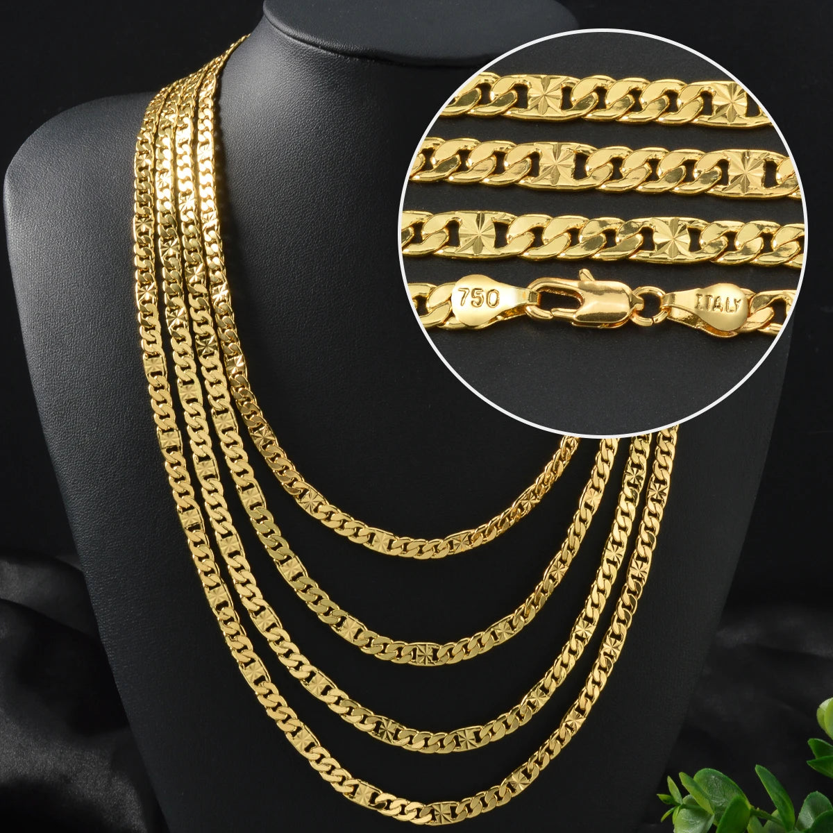 High Quality 18k Gold-plated Copper Necklaces Chain 750 Classic Choker for Women Daily Wear Fashion Design Jewelry Gifts