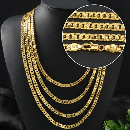 High Quality 18k Gold-plated Copper Necklaces Chain 750 Classic Choker for Women Daily Wear Fashion Design Jewelry Gifts