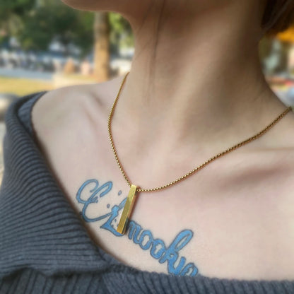 Hip-hop Personalized Stainless Steel Necklace Rectangular Pendant Punk-style Neck Chain Simple Cool Jewelry For Friends Gifts