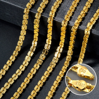 Fashion Gold Plated Links Width 5mm Italian 750 Metal Luxury Men Chain Dubai Necklace Simple jewelry Women gift