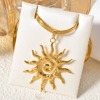 Stainless Steel Necklace Sun And Moon Art Pendant Simple Neck Chain Hip-hop Daily Jewelry Accessories Wen Women Gifts Necklace