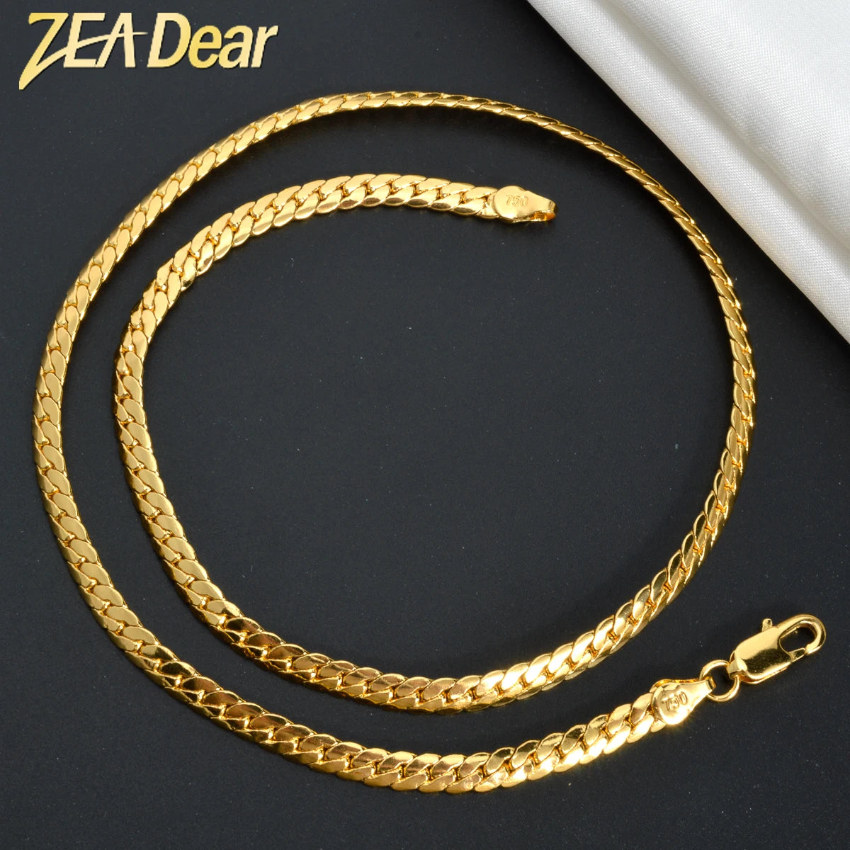 4mm Wide Dubai Chain Necklace For Men Women Copper Cuban Twist Necklace 18K Gold Plated Hiphop Punk DIY Accessaries Party Gift