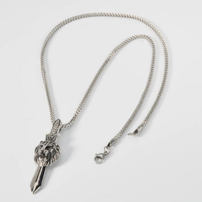 Wolf Animal Pendant Necklace Skeleton Halloween Gift Amulet Pendant Stainless Steel Jewelry Necklace Wearing Festivals Souvenir