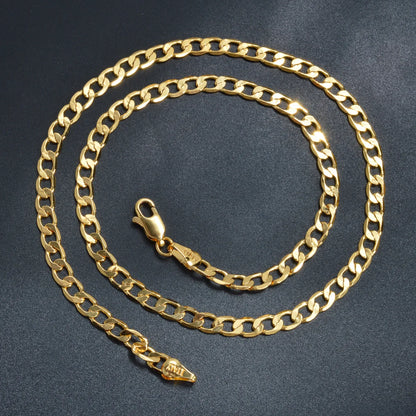 ZEADear Jewelry Cuban Link Chain Necklace Men Women Copper Exquisite Gold Color Chain Necklace Accessories Metal Jewellery Gift
