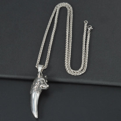 Wolf Animal Pendant Necklace Skeleton Halloween Gift Amulet Pendant Stainless Steel Jewelry Necklace Wearing Festivals Souvenir