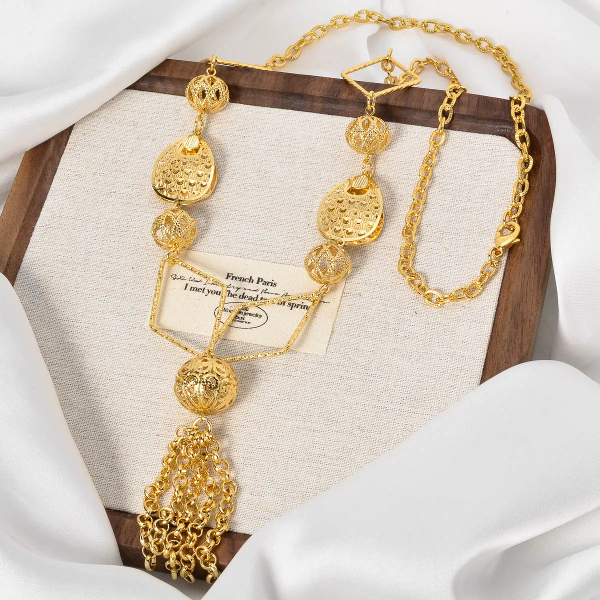 ZEADear Gold Plated Necklace Ball Hollow Pendant Long Chains Neck Links Fashion Cuban Luxury African Birthday Gift Party