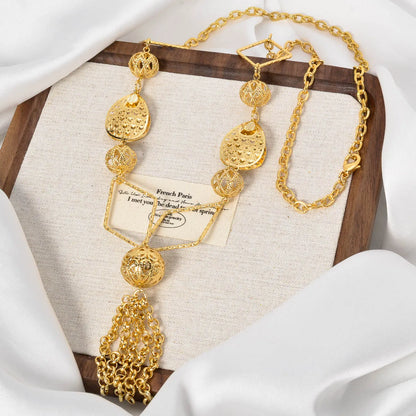 ZEADear Gold Plated Necklace Ball Hollow Pendant Long Chains Neck Links Fashion Cuban Luxury African Birthday Gift Party