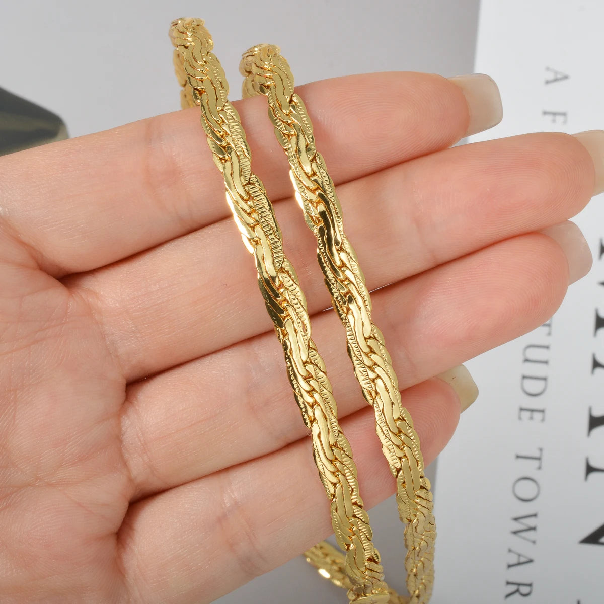 Dubai 750 Italy Necklace Bracelet 18k Gold-plated 5mm Cool Snake Chain Men Women Hip-hop Jewelry 2-piece Set Accessory Gifts