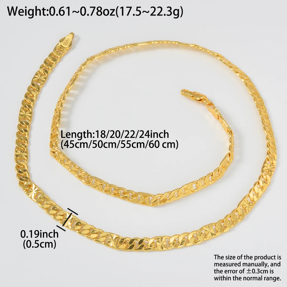 High Quality 18k Gold-plated Copper Necklaces Chain 750 Classic Choker for Women Daily Wear Fashion Design Jewelry Gifts