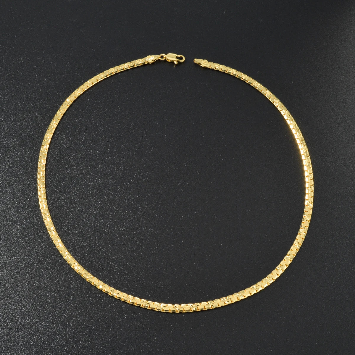 Faceted Cube Box Neck Chain 18K Gold Plated Copper Polished Link Multi Length Jewelry For Birthday Anniversary Holiday Present