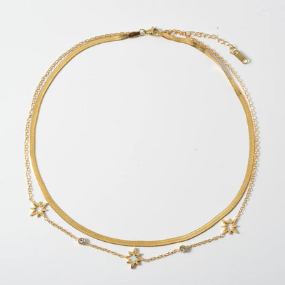 New Style Butterfly Planet Double Chain Layer Necklace Adjustable For Women Fashion Collar Neck Chain Jewelry Accessories Gifts