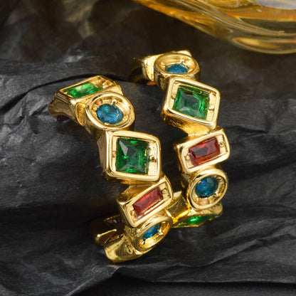 Colorful Zircon Earrings With Stainless Steel Ear Studs - Shining Jewelry Accessories Fashion Artistic Earrings Women Gifts