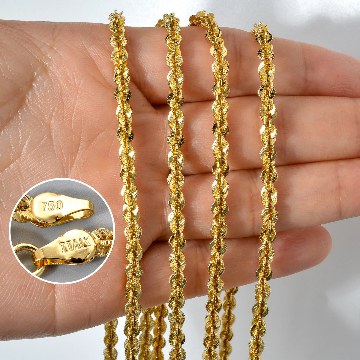 ZEA Dear Fashion Width 4mm Italian 750 Luxury 18k Gold Plated Dubai Chain Metal necklace Simple jewelry birthday gift