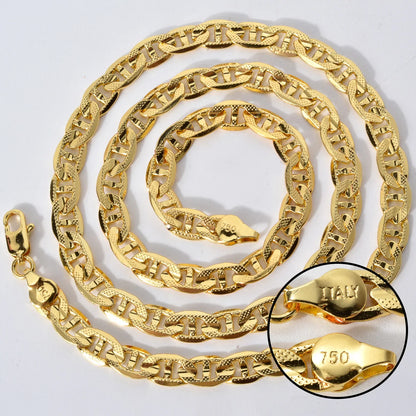 Fashion Italian 750 Copper Luxury Gold Plated Links Dubai Chain Woven Necklace Men Female Jewelry Hip Hop gift