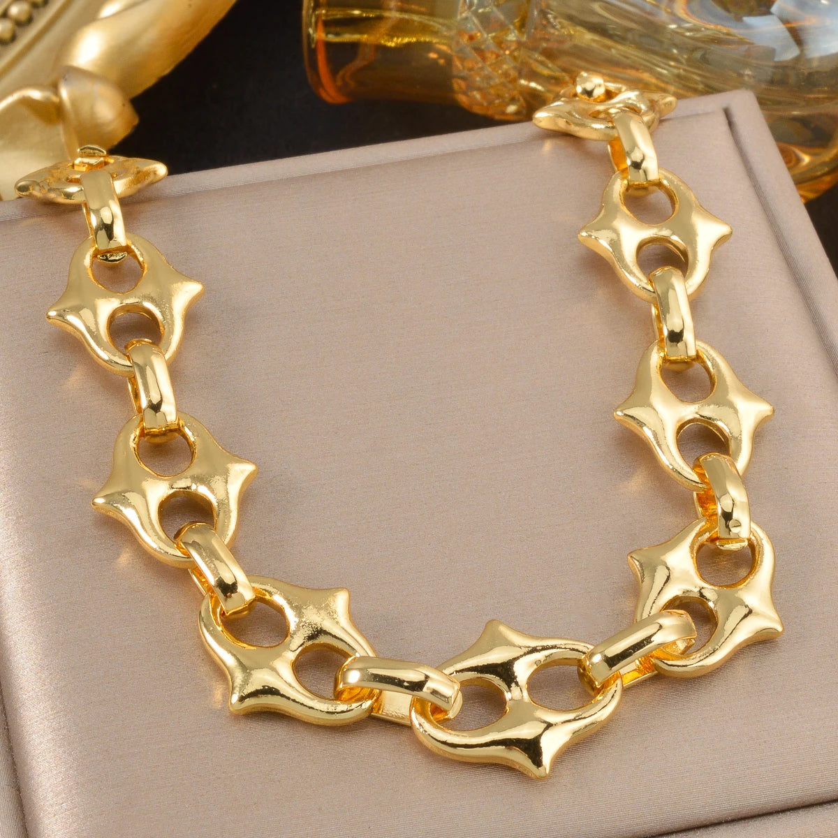 Star Necklace Chain Set 18K Gold Plated 2 Pcs Necklaces Bracelets Set Dubai Jewelry Accessories Hip-hop Style Outfits Gifts