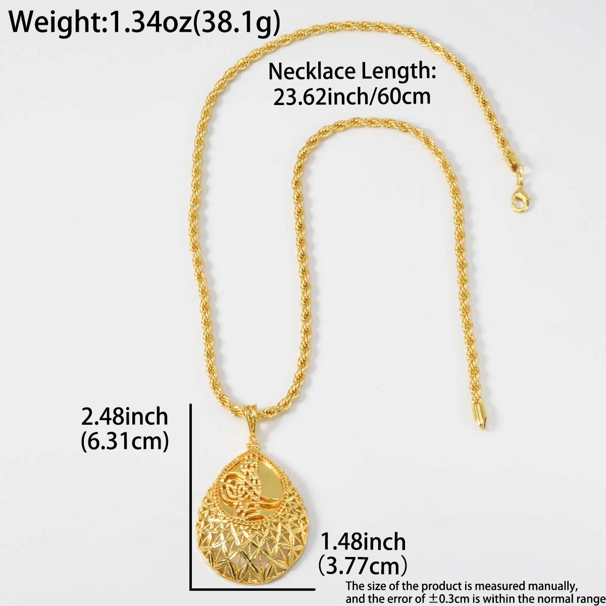 Dubai 18k Gold-plated Pendant Necklace Copper-gold Rose Necklace Geometric Accessory Chain Jewelry Men's Women's Daily Wear