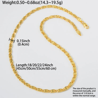 New Fashion 18 Gold Plated Copper Necklaces Special Jewelry Gifts for Family Friends 750 Classic Irregular Long Necklace Chain