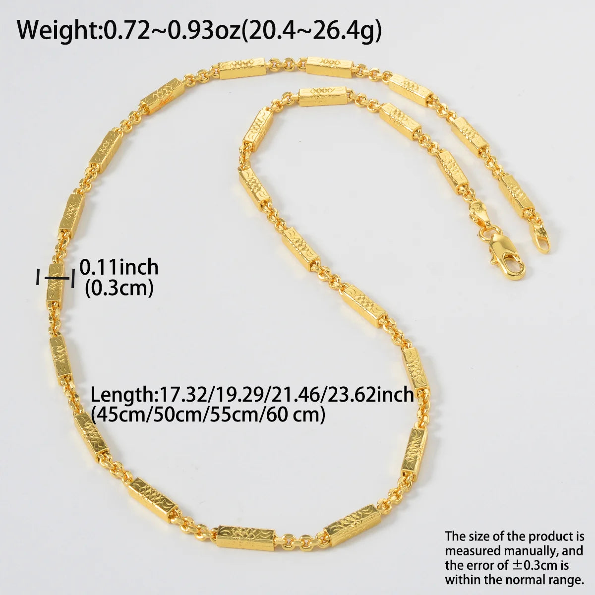 Women's Daily Wear 18K Gold Plated Textured Bead Link Chain Necklace New Fashion Jewelry Accessory for Birthday Holiday Gifts