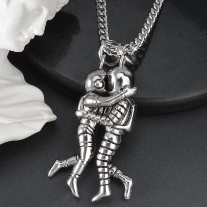 DIY Pendant Necklace Accessories Astronauts Spacewalk Stainless Steel Pendant Moon Stars Jewelry Charm Neck Chain Gifts