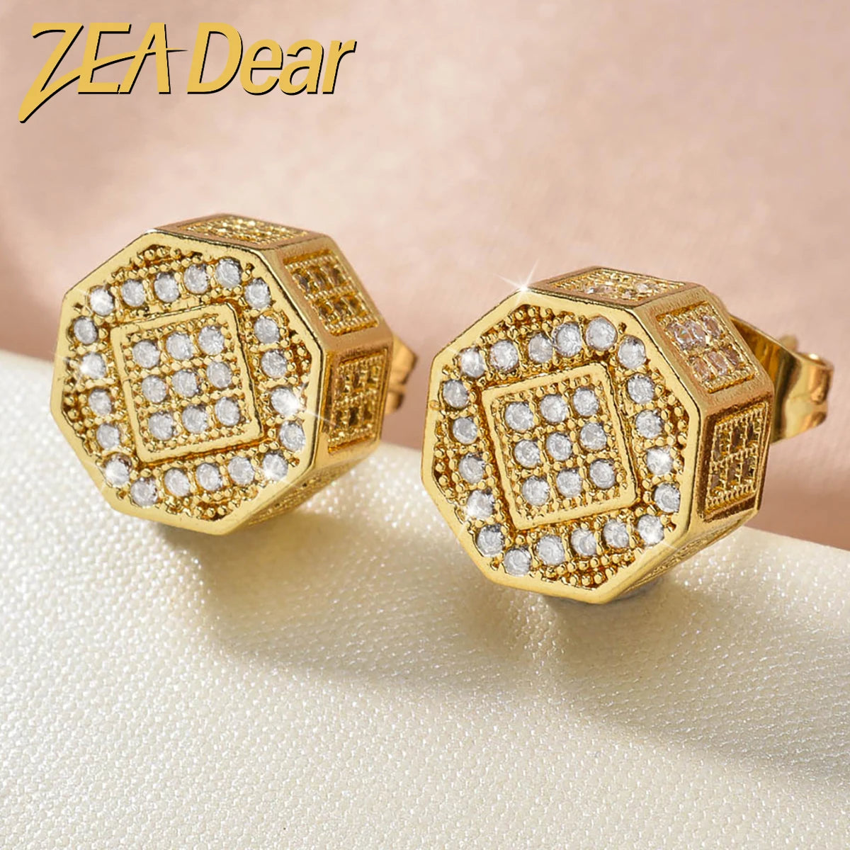ZEADear Elegant Women Jewelry Bling Earrings Zircon Ornaments Gold Color Earring Wedding Engagement Anniversary Light Luxury