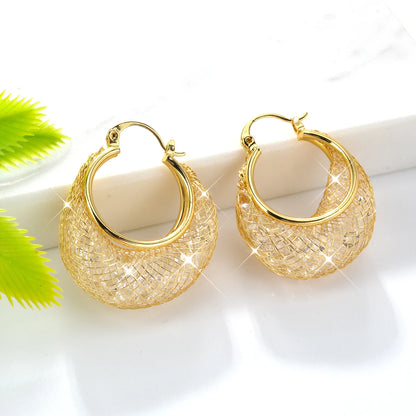 Zeadear Jewelry 1 Pairs Shiny Zircon Earrings For Women 18K Gold Plated Hanging Earring European and American Big Ear  Jewelry