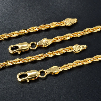 High Quality 18k Gold Plated Italian 750 Luxury metal 60cm Dubai Chain Simple necklace jewelry gift for men and women