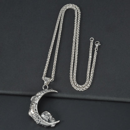 Wolf Animal Pendant Necklace Skeleton Halloween Gift Amulet Pendant Stainless Steel Jewelry Necklace Wearing Festivals Souvenir