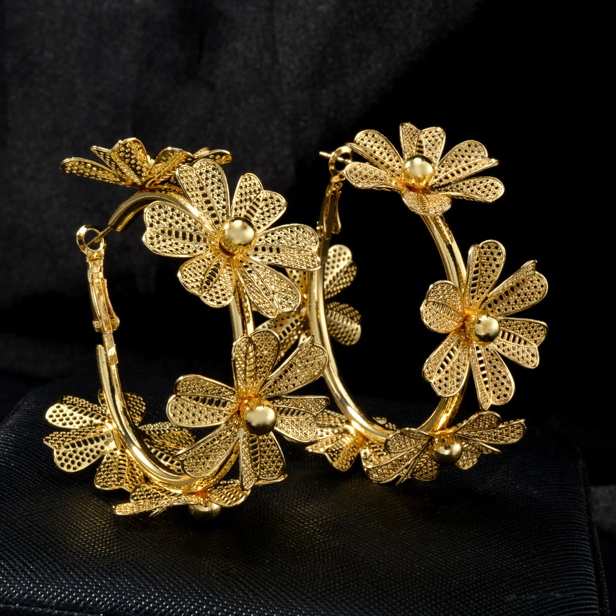 ZEADear Flower Design Jewelry Bohemia Romentic Earrings Set Bridal Wedding Luxury Gold Plated Round Hoop Earring Birthday Gift
