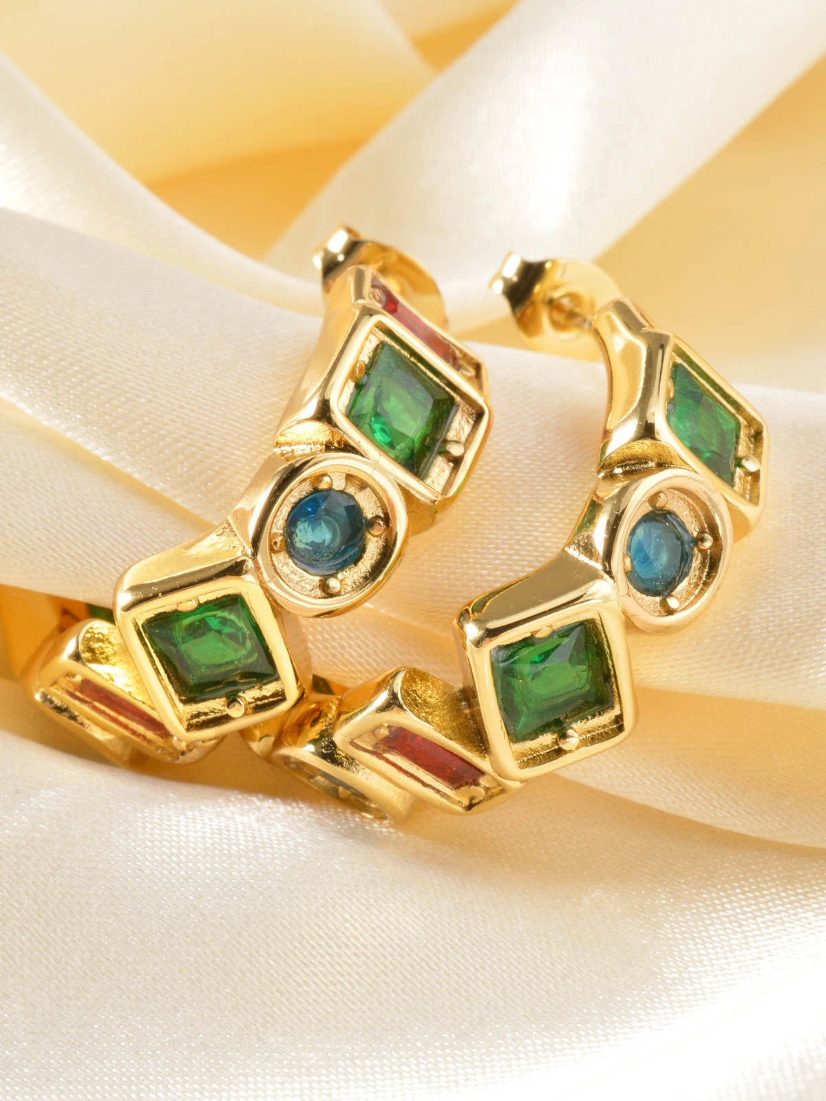 Colorful Zircon Earrings With Stainless Steel Ear Studs - Shining Jewelry Accessories Fashion Artistic Earrings Women Gifts