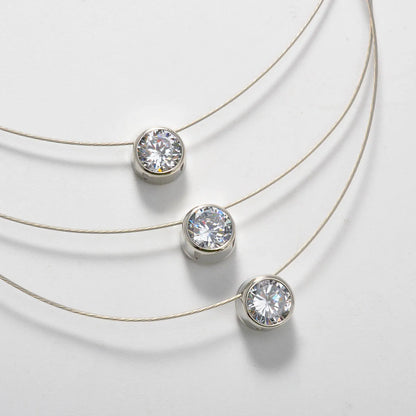 Elegant Necklace Female Luxury Big Zircon Pendant Bridal Wedding Jewelry Italian Cuban Engagement Anniversary Romantic Charm