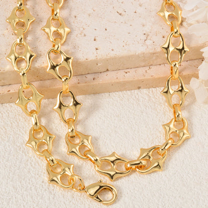 Star Necklace Chain Set 18K Gold Plated 2 Pcs Necklaces Bracelets Set Dubai Jewelry Accessories Hip-hop Style Outfits Gifts