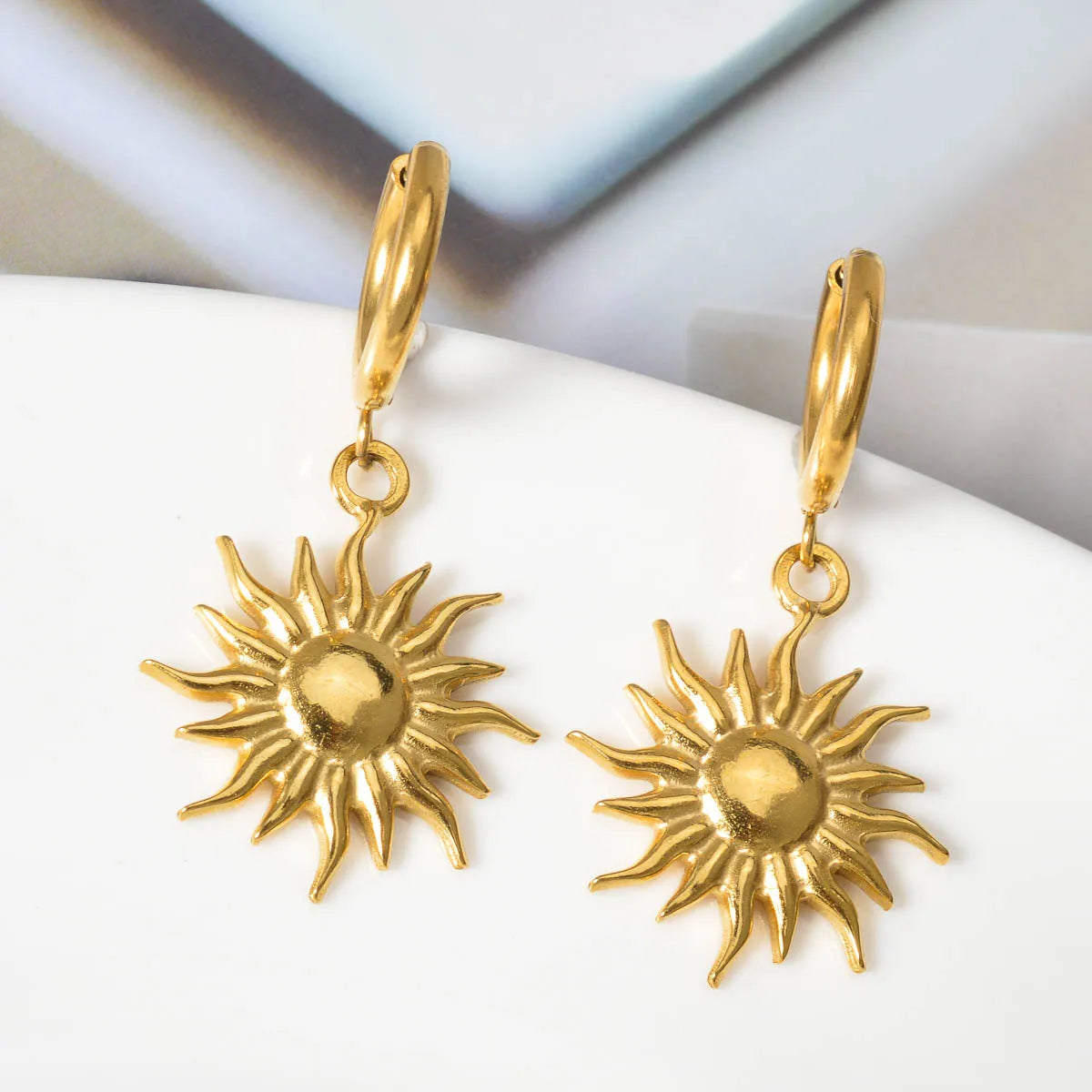 Sun Pendant Drop Earrings Stainless Steel Earrings Women Artistic Wear Display Souvenirs Jewelry Accessories Gifts
