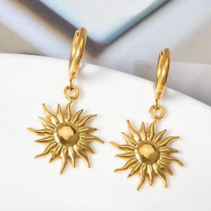 Sun Pendant Drop Earrings Stainless Steel Earrings Women Artistic Wear Display Souvenirs Jewelry Accessories Gifts