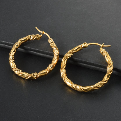 10PCS Set Batch 316L Stainless Steel Hoop Earrings Metalic Geometric Stud Earrings Circular Accessories Jewelry Gifts Wholesale