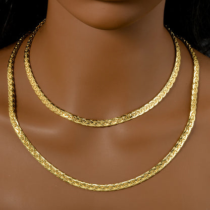 ZEADear Simple Necklace Jewelry Fashion 18K Gold Plated Flat Snake Chain African Wedding Birthday Gift Party Italy