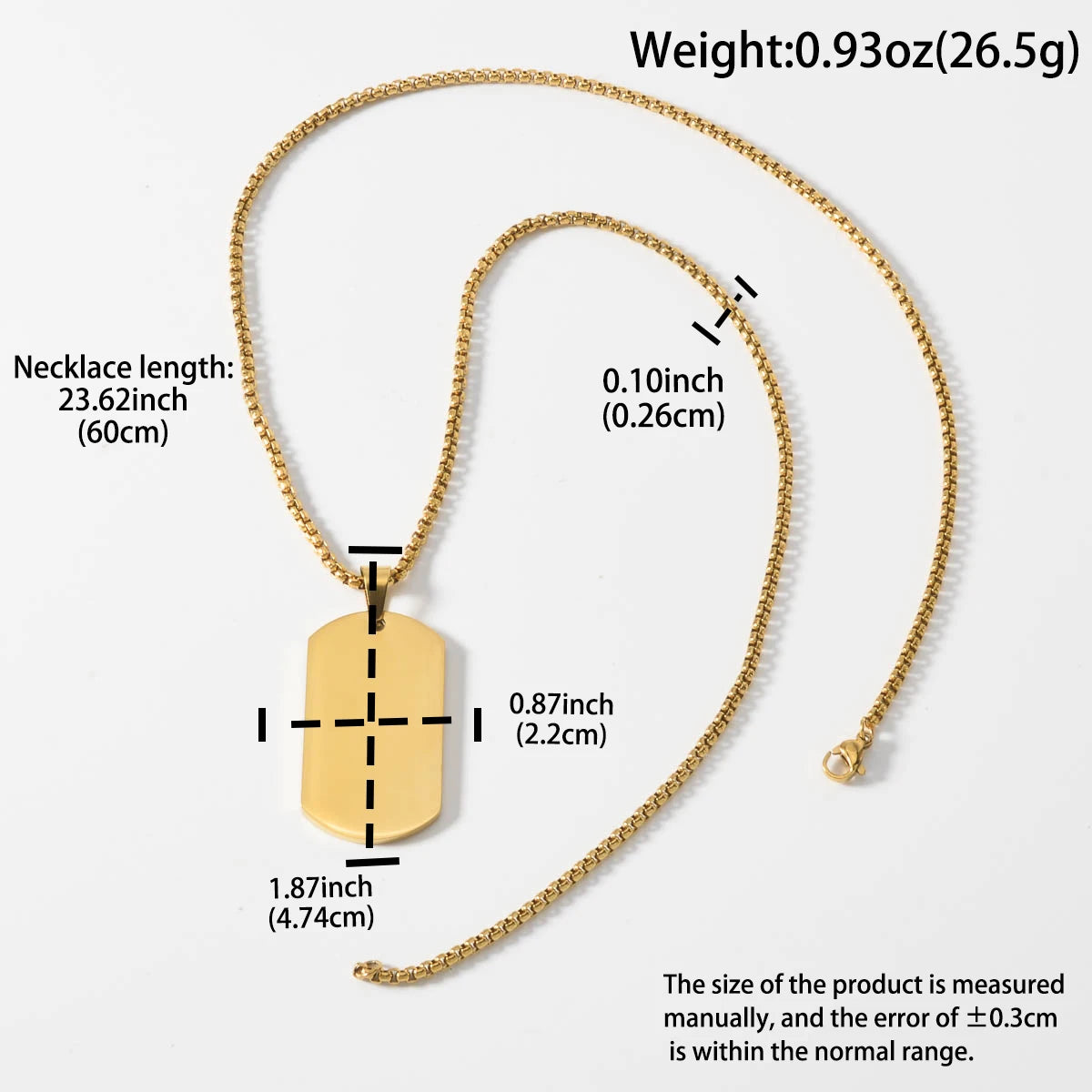 Military Style Stainless Steel Dog Tag Pendant Necklace Men Women Hip Hop Square Tag Jewelry Accessories Neck Chain Punk Gifts