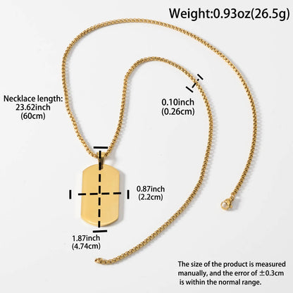 Military Style Stainless Steel Dog Tag Pendant Necklace Men Women Hip Hop Square Tag Jewelry Accessories Neck Chain Punk Gifts