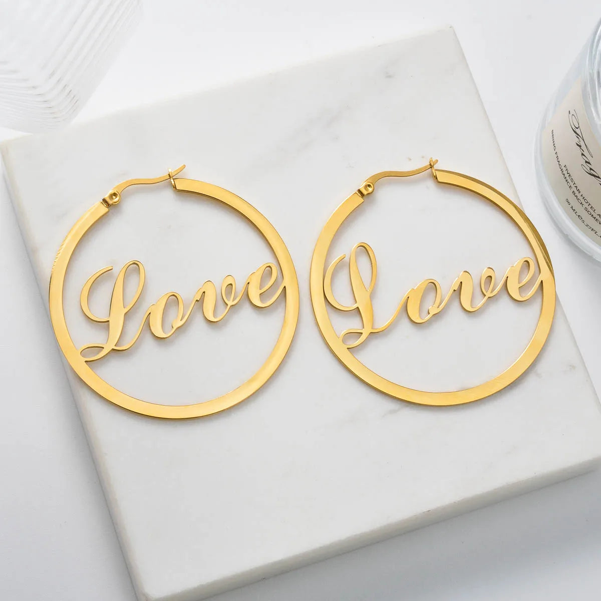 High Quality Gold Color Jewelry Stainless Steel Big Hoop Earrings for Women Romantic Valentine Day Gift Charms Acier Inoxydable