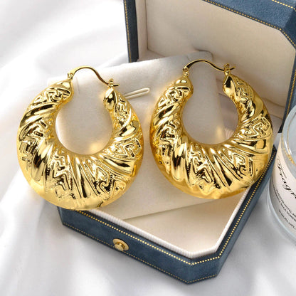 ZEA Dear Dubai Custom Jewelry Big 18k Gold Plated Hollow Chunky Statement Chunky Hoop Earrings women