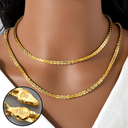 Fashion Gold Plated Links Width 5mm Italian 750 Metal Luxury Men Chain Dubai Necklace Simple jewelry Women gift