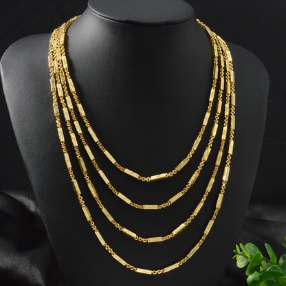 Women's Daily Wear 18K Gold Plated Textured Bead Link Chain Necklace New Fashion Jewelry Accessory for Birthday Holiday Gifts