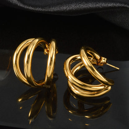 10PCS Set Batch 316L Stainless Steel Hoop Earrings Metalic Geometric Stud Earrings Circular Accessories Jewelry Gifts Wholesale