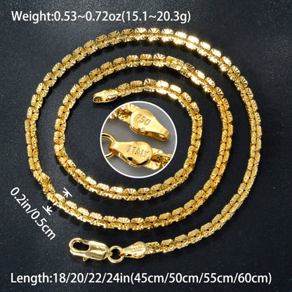 Fashion Gold Plated Links Width 5mm Italian 750 Metal Luxury Men Chain Dubai Necklace Simple jewelry Women gift