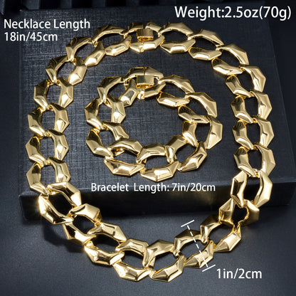 Custom Jewellery 18k Gold Plated Luxury Bridal Wedding Statement Twist Chain Necklace Bracelet Jewelry Sets Women