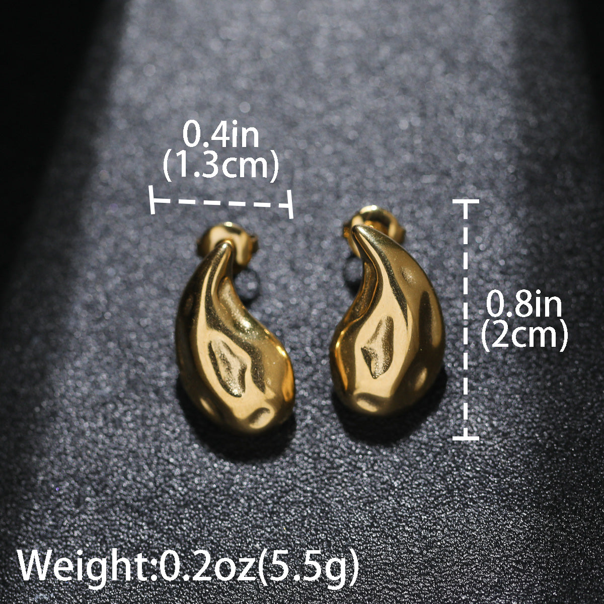 Zeadear jewelry 18k gold plated stainless steel water drop stud earrings