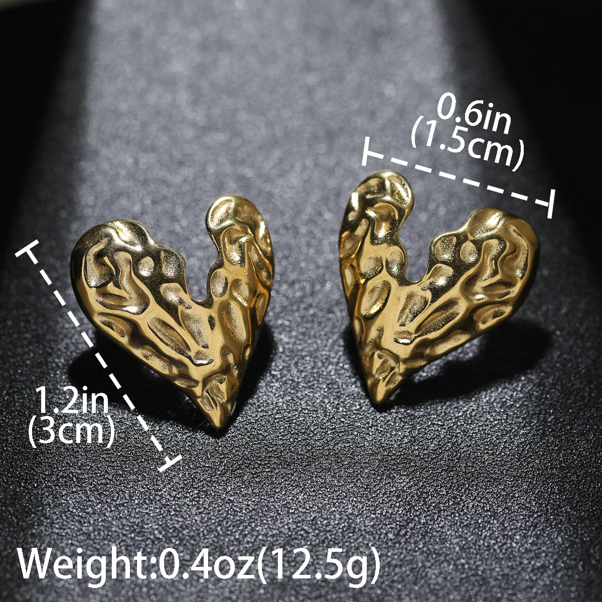 Zeadear jewelry 18k gold plated stainless steel heart stud earrings