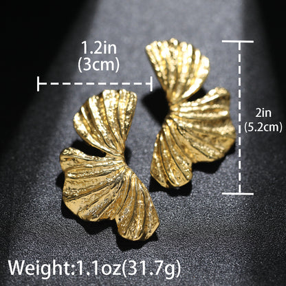 Zeadear jewelry 18k gold plated stainless steel Flower stud earrings