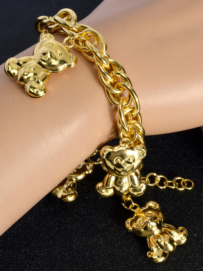 Zeadear jewelry 14k gold plated bear charm bracelet